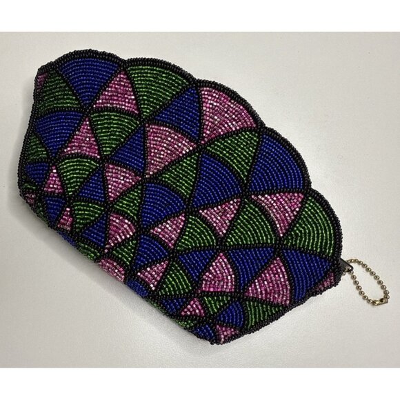 Neiman Marcus Handmade Beaded Shell Shape Clutch Evening Handbag - Picture 11 of 13